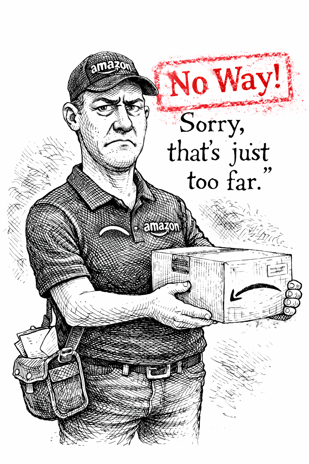 A disappointed Amazon parcel giving a thumbs down